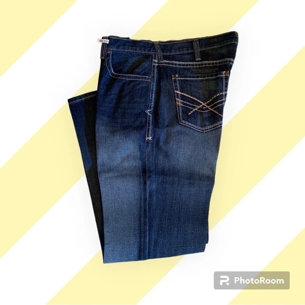 Ariat Arrowhead Deadrun Jeans Slim Straight Leg Five-Pockets Dark Wash M 40x32 - Picture 13 of 16